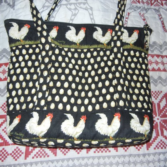 Vera Bradley Tote • Vintage * Chanticleer Chicken and Egg Purse Tote 15inx12in - Picture 5 of 11